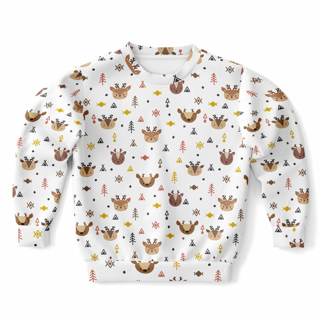 Kids Cute Woodland Reindeer Sweatshirt – Ultra Soft & Stretchy, Cozy Fleece or Lightweight Sports Fabric Sweatshirt – Ultra Soft & Stretchy, Cozy Fleece or Lightweight Sports Fabric