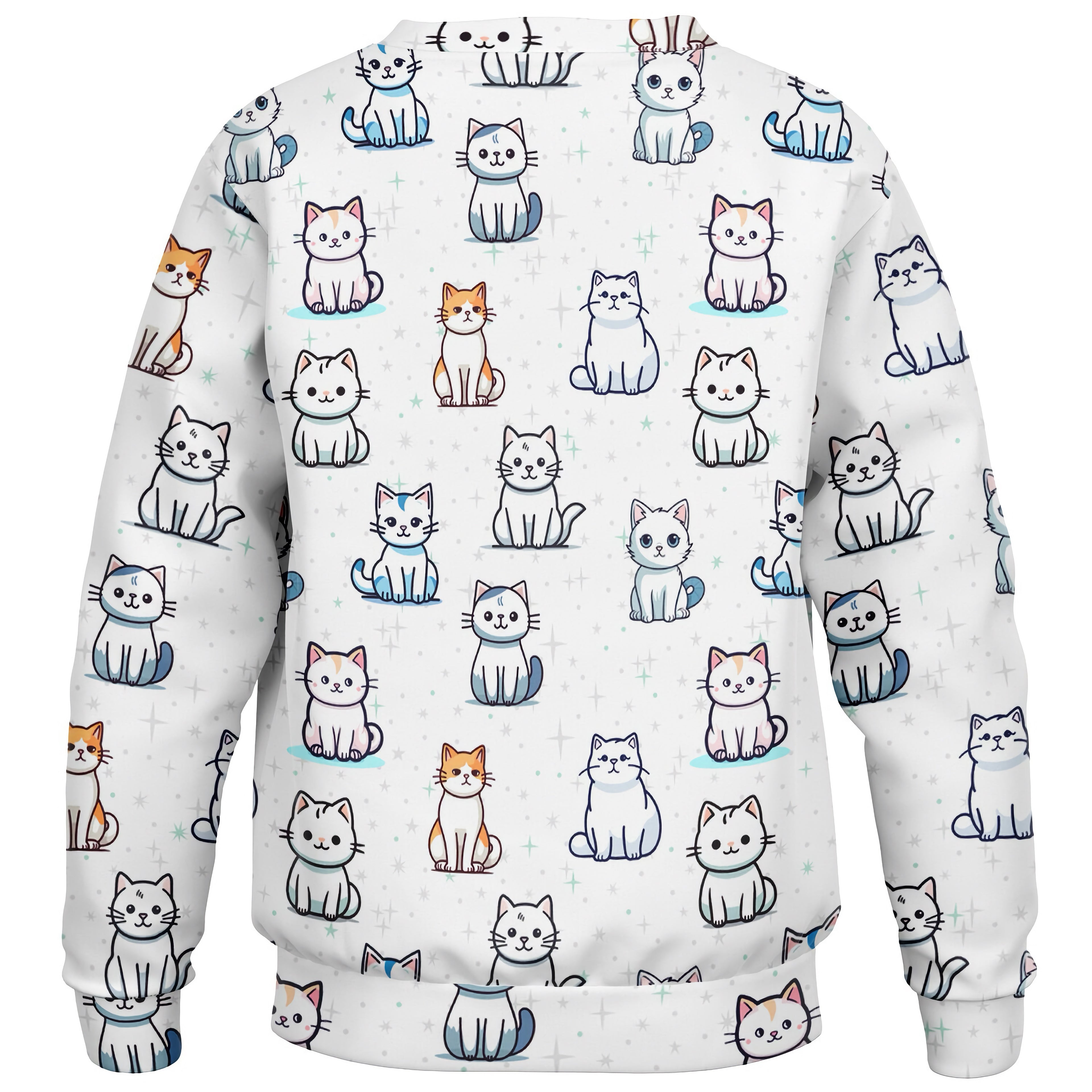 Girls Cat Pattern Sweatshirt – Cozy Cotton Fleece or Lightweight Sports Fabric