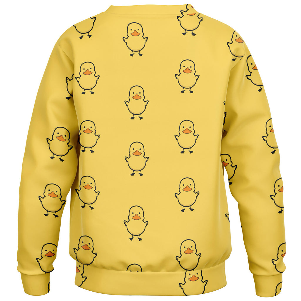 Kids Yellow Duck Sweatshirt – Cozy Cotton Fleece or Lightweight Sports Fabric