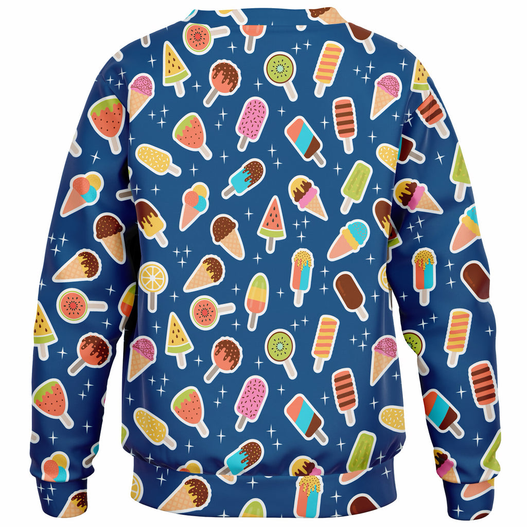 Kids Dark Blue Ice Cream Sweatshirt – Ultra Soft & Stretchy, Cozy Fleece or Lightweight Sports Fabric Sweatshirt – Ultra Soft & Stretchy, Cozy Fleece or Lightweight Sports Fabric
