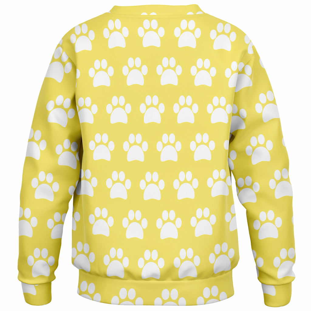 Kids Yellow Paw Print Sweatshirt – Ultra Soft & Stretchy, Cozy Fleece or Lightweight Sports Fabric Sweatshirt – Ultra Soft & Stretchy, Cozy Fleece or Lightweight Sports Fabric