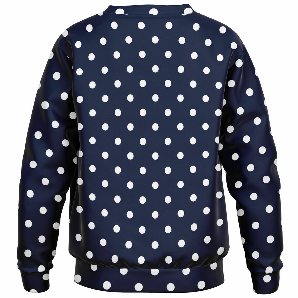 Kids Dark Navy Blue Polka Dot Sweatshirt – Ultra Soft & Stretchy, Cozy Fleece or Lightweight Sports Fabric Sweatshirt – Ultra Soft & Stretchy, Cozy Fleece or Lightweight Sports Fabric