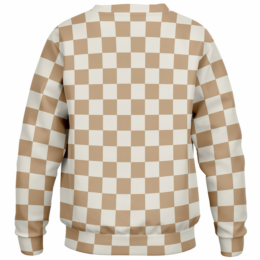 Kids Beige Checkered Sweatshirt – Ultra Soft & Stretchy, Cozy Fleece or Lightweight Sports Fabric Sweatshirt – Ultra Soft & Stretchy, Cozy Fleece or Lightweight Sports Fabric