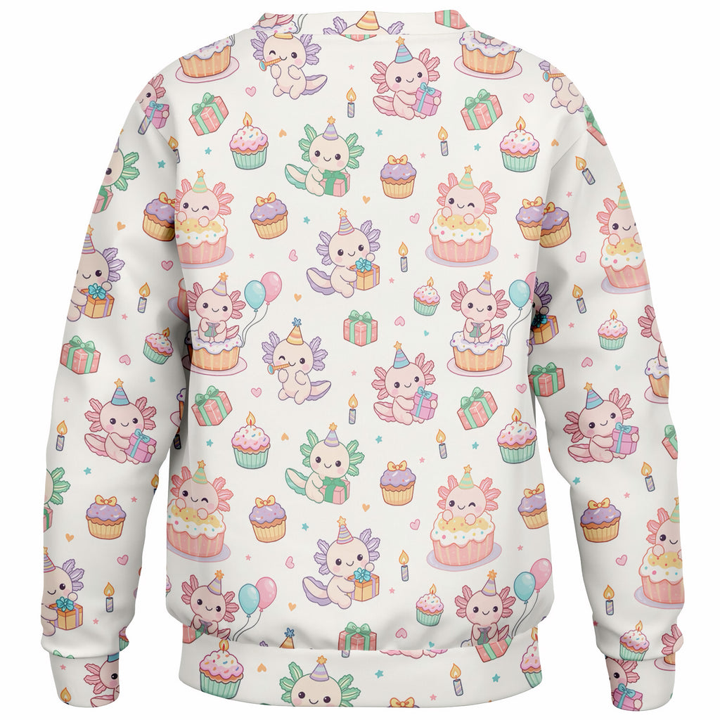 Kids Axolotl Birthday Sweatshirt – Ultra Soft & Stretchy, Cozy Fleece or Lightweight Sports Fabric Sweatshirt – Ultra Soft & Stretchy, Cozy Fleece or Lightweight Sports Fabric