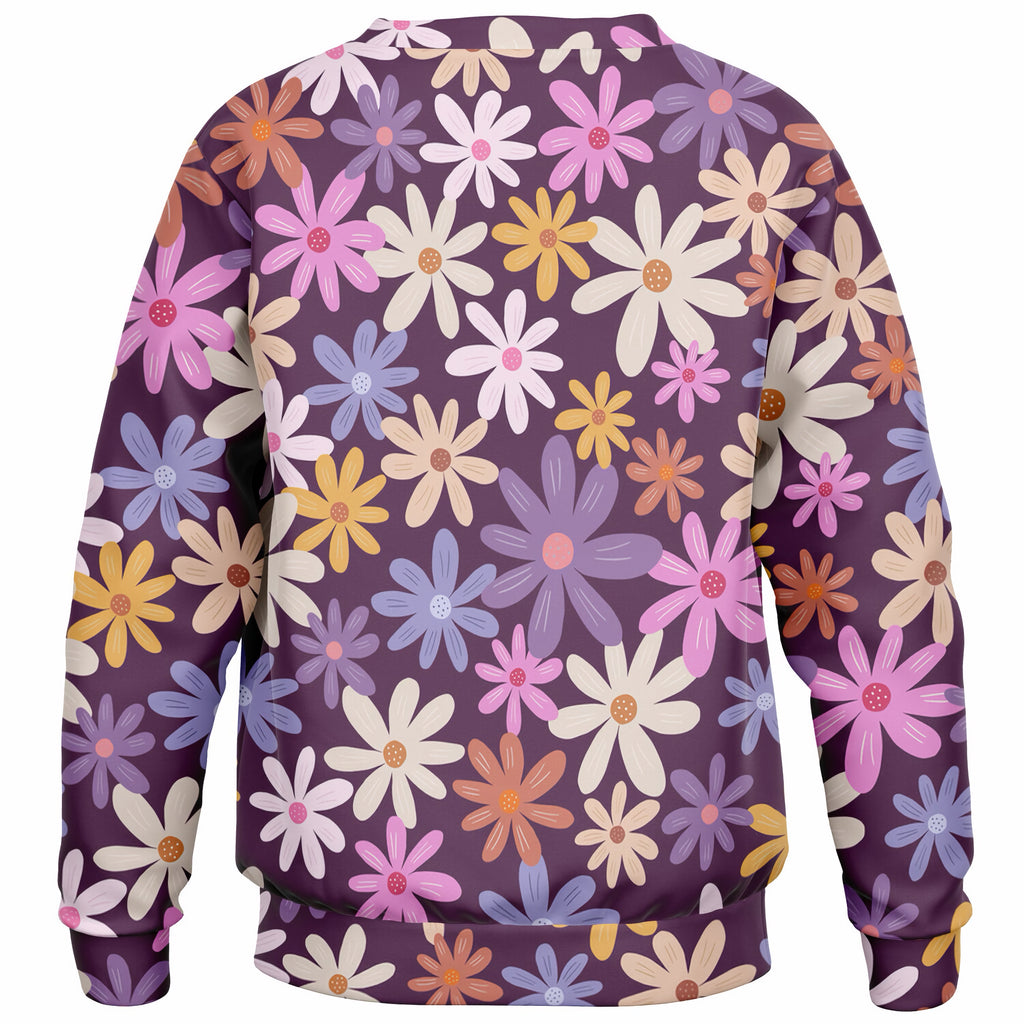 Girls Purple Daisy Sweatshirt – Ultra Soft & Stretchy, Cozy Fleece or Lightweight Sports Fabric Sweatshirt – Ultra Soft & Stretchy, Cozy Fleece or Lightweight Sports Fabric