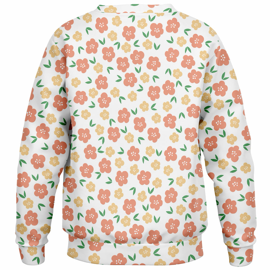 Girls Peach & Yellow Floral Sweatshirt – Ultra Soft & Stretchy, Cozy Fleece or Lightweight Sports Fabric Sweatshirt – Ultra Soft & Stretchy, Cozy Fleece or Lightweight Sports Fabric