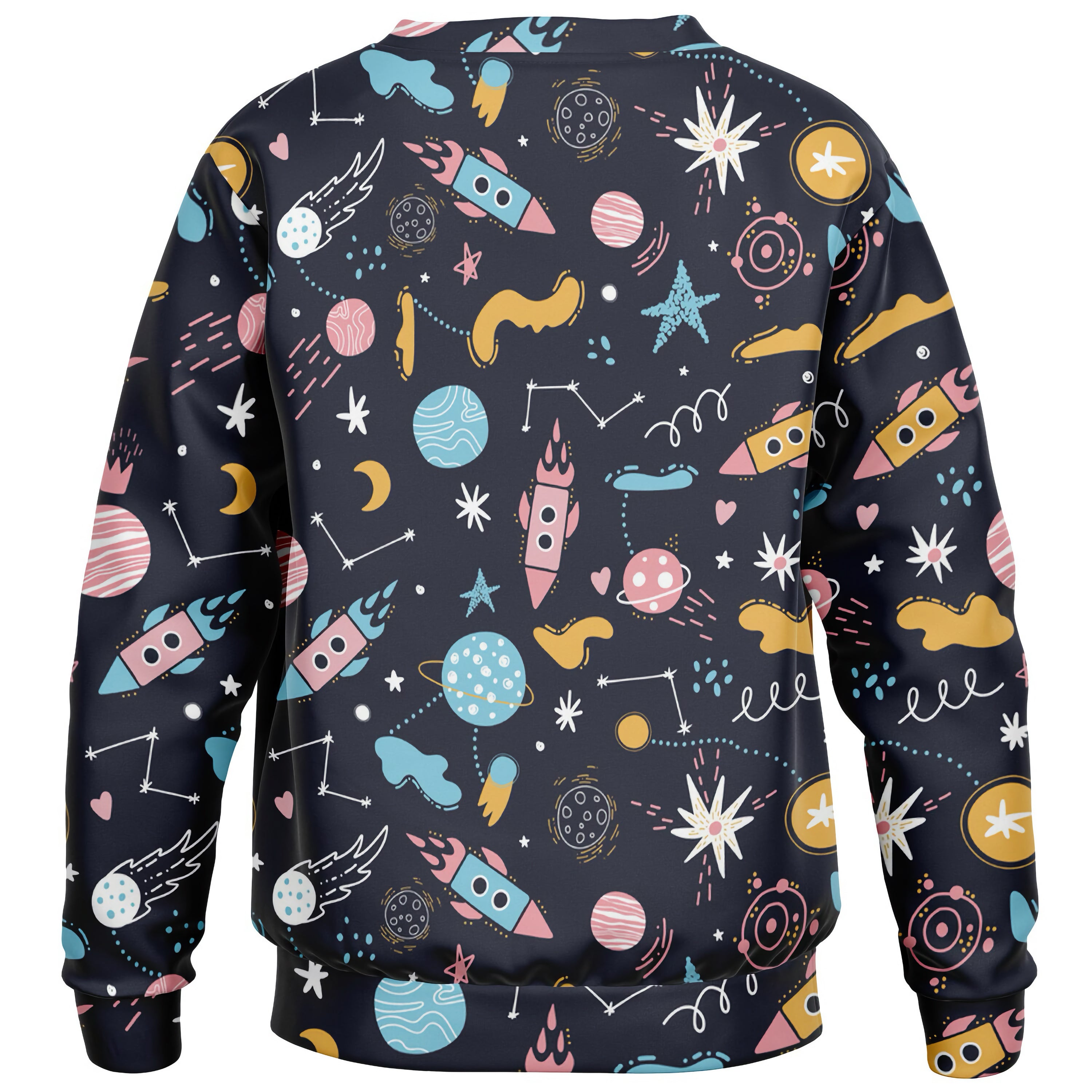 Kids Outer Space Sweatshirt – Cozy Cotton Fleece or Lightweight Sports Fabric