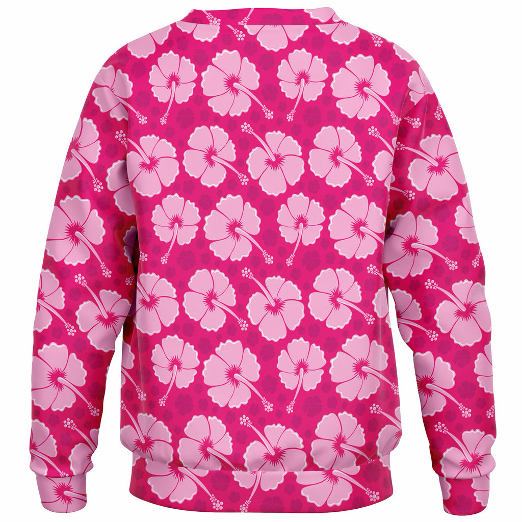 Girls Tropical Pink Hibiscus Sweatshirt – Ultra Soft & Stretchy, Cozy Fleece or Lightweight Sports Fabric Sweatshirt – Ultra Soft & Stretchy, Cozy Fleece or Lightweight Sports Fabric