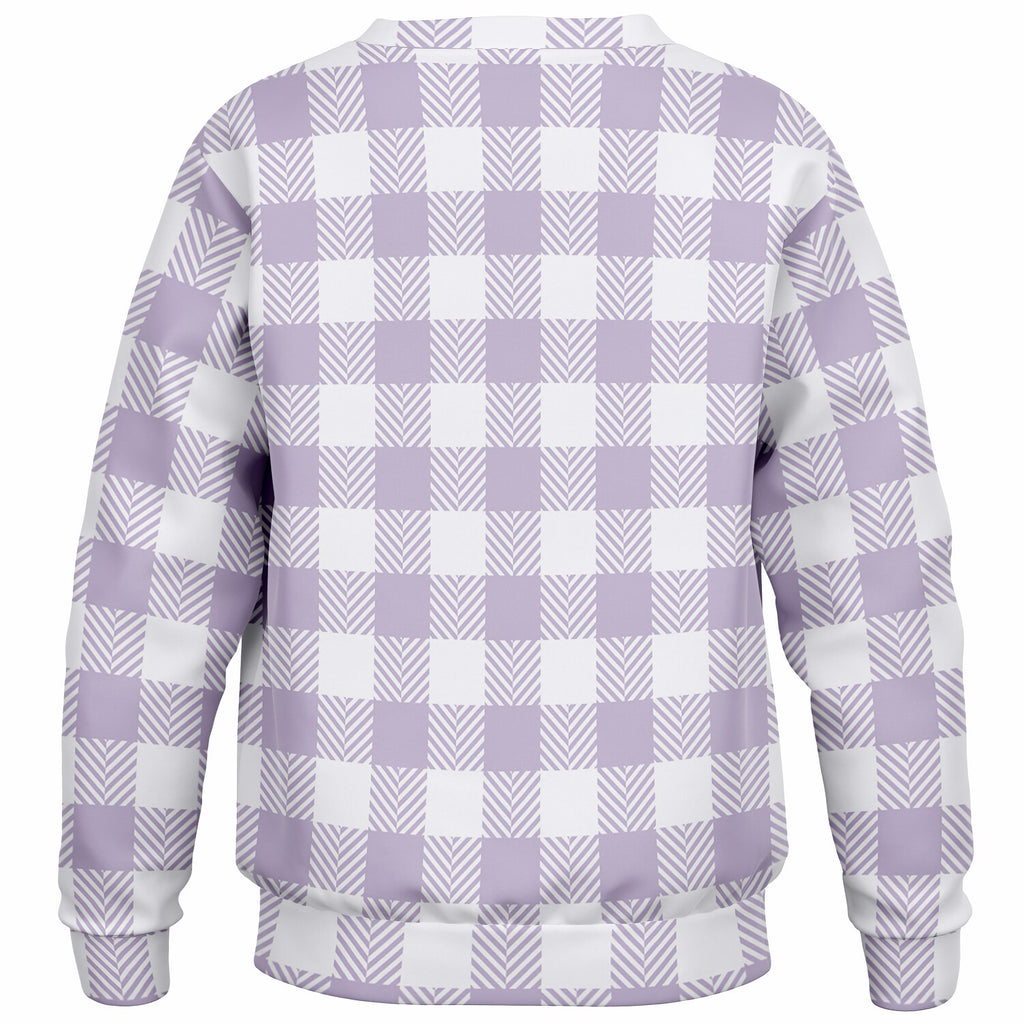 Girls Lavender Purple Gingham Sweatshirt – Ultra Soft & Stretchy, Cozy Fleece or Lightweight Sports Fabric Sweatshirt – Ultra Soft & Stretchy, Cozy Fleece or Lightweight Sports Fabric