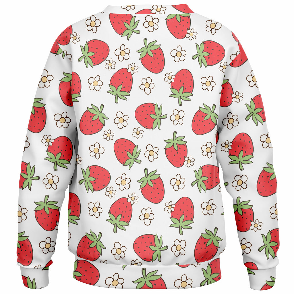 Girls Strawberry & Daisy Sweatshirt – Ultra Soft & Stretchy, Cozy Fleece or Lightweight Sports Fabric Sweatshirt – Ultra Soft & Stretchy, Cozy Fleece or Lightweight Sports Fabric