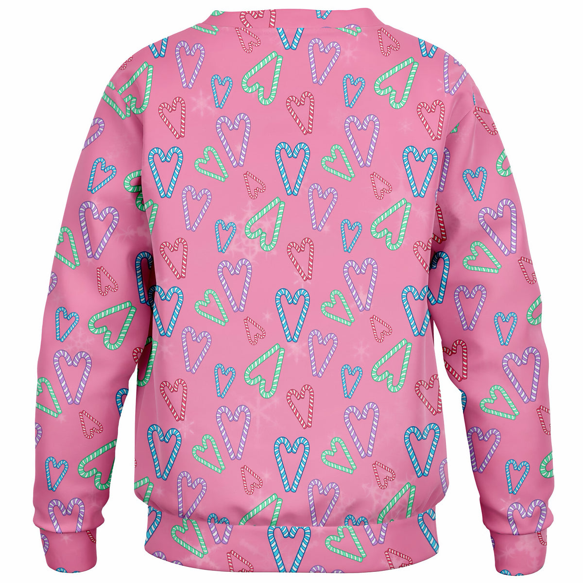 Girls Pink Christmas Candy Cane Heart Sweatshirt – Ultra Soft & Stretchy, Cozy Fleece or Lightweight Sports Fabric Sweatshirt – Ultra Soft & Stretchy, Cozy Fleece or Lightweight Sports Fabric