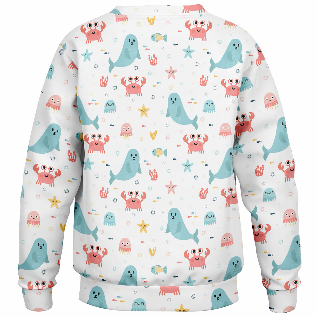 Kids Cute Ocean Animals Sweatshirt – Ultra Soft & Stretchy, Cozy Fleece or Lightweight Sports Fabric Sweatshirt – Ultra Soft & Stretchy, Cozy Fleece or Lightweight Sports Fabric