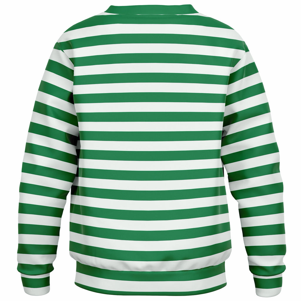 Kids Green Christmas Striped Sweatshirt – Ultra Soft & Stretchy, Cozy Fleece or Lightweight Sports Fabric Sweatshirt – Ultra Soft & Stretchy, Cozy Fleece or Lightweight Sports Fabric