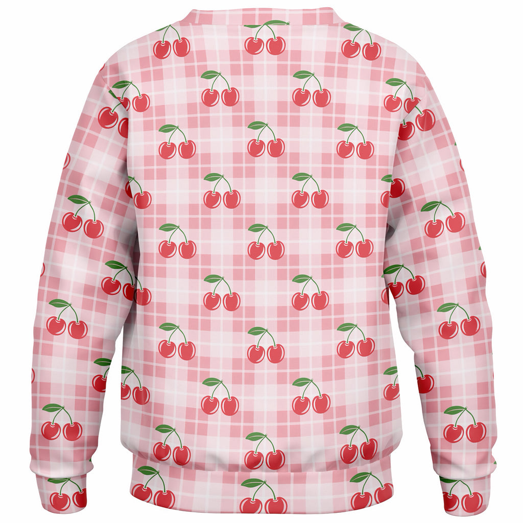 Girls Pink Cherry Plaid Sweatshirt – Ultra Soft & Stretchy, Cozy Fleece or Lightweight Sports Fabric Sweatshirt – Ultra Soft & Stretchy, Cozy Fleece or Lightweight Sports Fabric