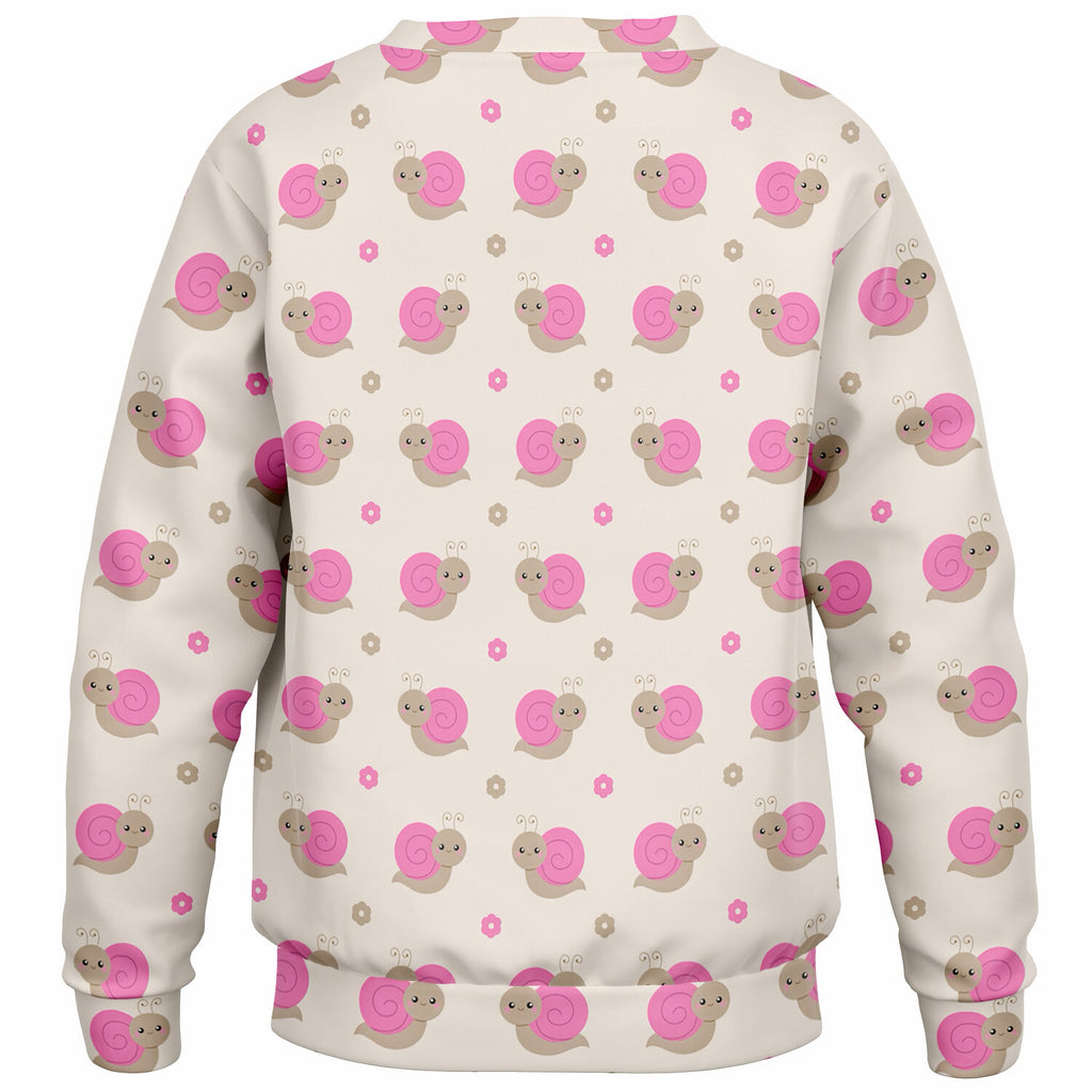 Girls Pink Snail Sweatshirt – Ultra Soft & Stretchy, Cozy Fleece or Lightweight Sports Fabric Sweatshirt – Ultra Soft & Stretchy, Cozy Fleece or Lightweight Sports Fabric