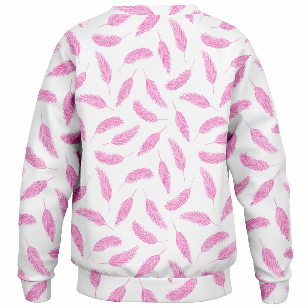 Girls Pink Flamingo Feather Sweatshirt – Ultra Soft & Stretchy, Cozy Fleece or Lightweight Sports Fabric Sweatshirt – Ultra Soft & Stretchy, Cozy Fleece or Lightweight Sports Fabric