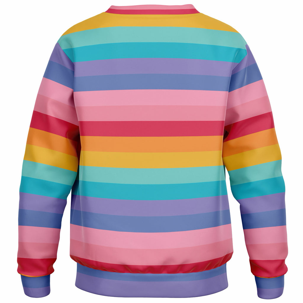 Girls Bright Striped Rainbow Sweatshirt – Ultra Soft & Stretchy, Cozy Fleece or Lightweight Sports Fabric Sweatshirt – Ultra Soft & Stretchy, Cozy Fleece or Lightweight Sports Fabric