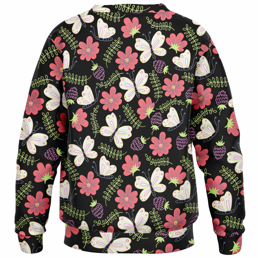 Girls Black Butterfly & Floral Sweatshirt – Ultra Soft & Stretchy, Cozy Fleece or Lightweight Sports Fabric Sweatshirt – Ultra Soft & Stretchy, Cozy Fleece or Lightweight Sports Fabric