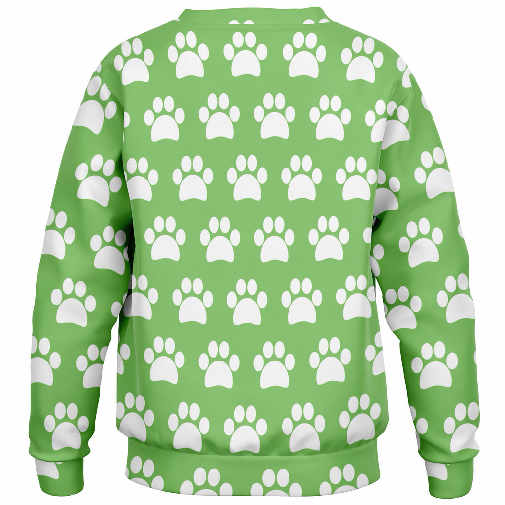 Kids Green Paw Print Sweatshirt – Ultra Soft & Stretchy, Cozy Fleece or Lightweight Sports Fabric Sweatshirt – Ultra Soft & Stretchy, Cozy Fleece or Lightweight Sports Fabric