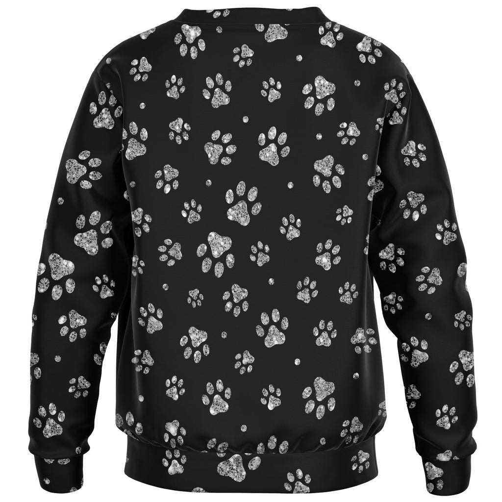 Kids Silver Faux Glitter Paw Print Sweatshirt – Ultra Soft & Stretchy, Cozy Fleece or Lightweight Sports Fabric Sweatshirt – Ultra Soft & Stretchy, Cozy Fleece or Lightweight Sports Fabric