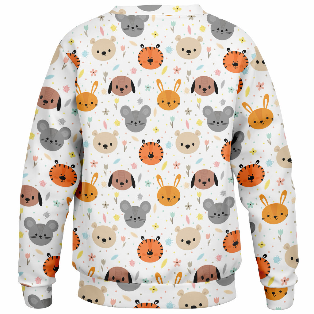 Kids Cute Animal Faces Sweatshirt – Ultra Soft & Stretchy, Cozy Fleece or Lightweight Sports Fabric Sweatshirt – Ultra Soft & Stretchy, Cozy Fleece or Lightweight Sports Fabric