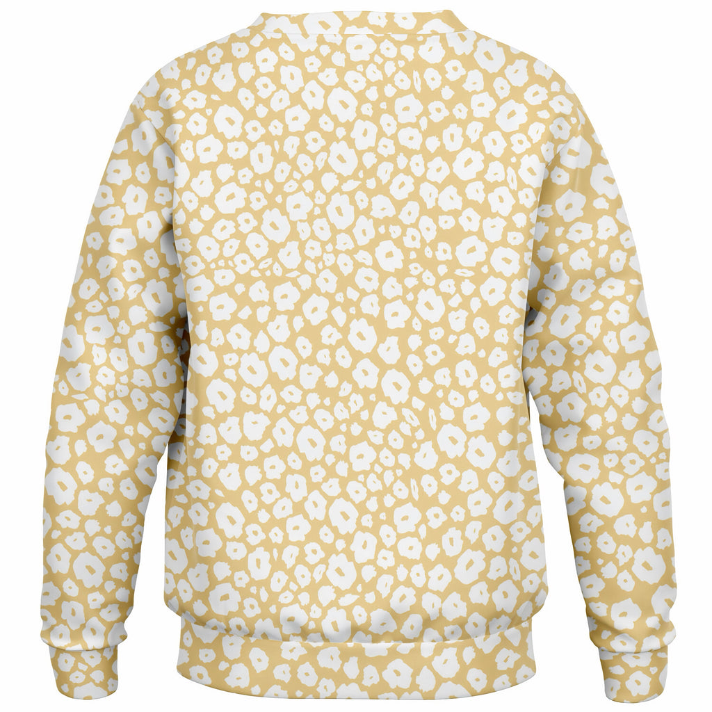 Kids Light Yellow Leopard Print Sweatshirt – Ultra Soft & Stretchy, Cozy Fleece or Lightweight Sports Fabric Sweatshirt – Ultra Soft & Stretchy, Cozy Fleece or Lightweight Sports Fabric