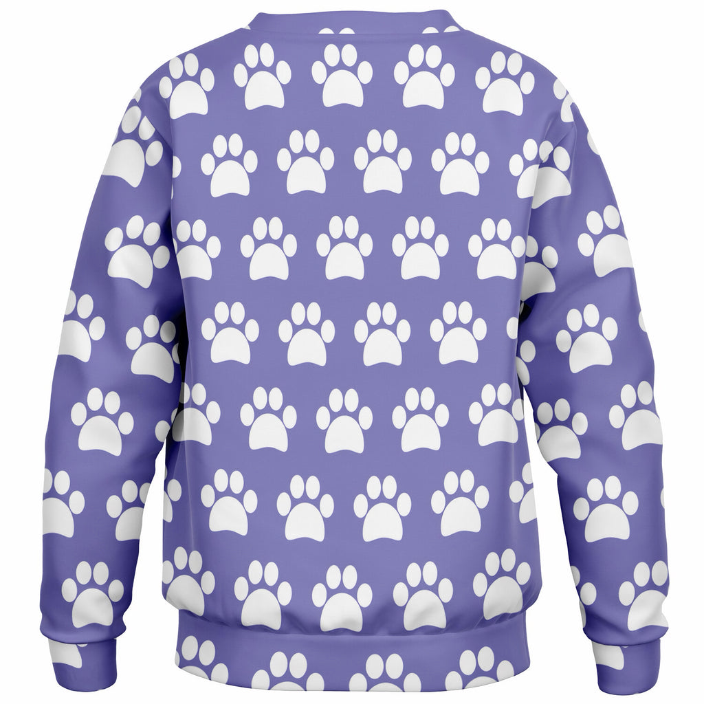 Kids Purple Paw Print Sweatshirt – Ultra Soft & Stretchy, Cozy Fleece or Lightweight Sports Fabric Sweatshirt – Ultra Soft & Stretchy, Cozy Fleece or Lightweight Sports Fabric