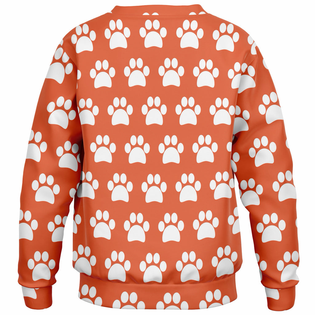 Kids Bright Orange Paw Print Sweatshirt – Ultra Soft & Stretchy, Cozy Fleece or Lightweight Sports Fabric Sweatshirt – Ultra Soft & Stretchy, Cozy Fleece or Lightweight Sports Fabric