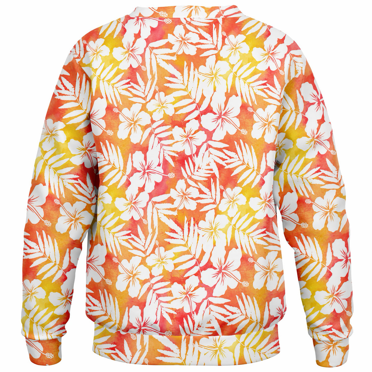 Kids Orange Tropical Hibiscus Sweatshirt – Ultra Soft & Stretchy, Cozy Fleece or Lightweight Sports Fabric Sweatshirt – Ultra Soft & Stretchy, Cozy Fleece or Lightweight Sports Fabric