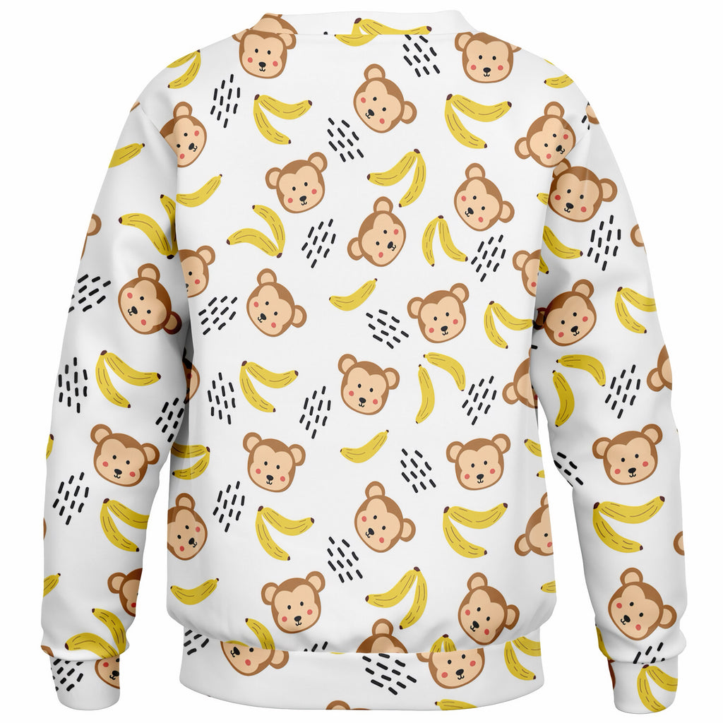 Kids Cute Monkey & Banana Sweatshirt – Ultra Soft & Stretchy, Cozy Fleece or Lightweight Sports Fabric Sweatshirt – Ultra Soft & Stretchy, Cozy Fleece or Lightweight Sports Fabric
