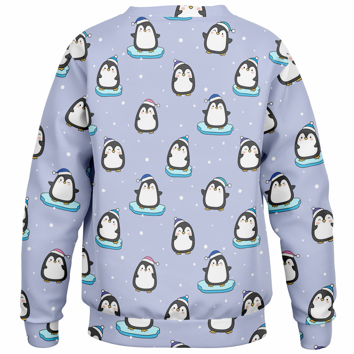 Kids Light Purple Penguin & Snowman Christmas Sweatshirt – Ultra Soft & Stretchy, Cozy Fleece or Lightweight Sports Fabric Sweatshirt – Ultra Soft & Stretchy, Cozy Fleece or Lightweight Sports Fabric