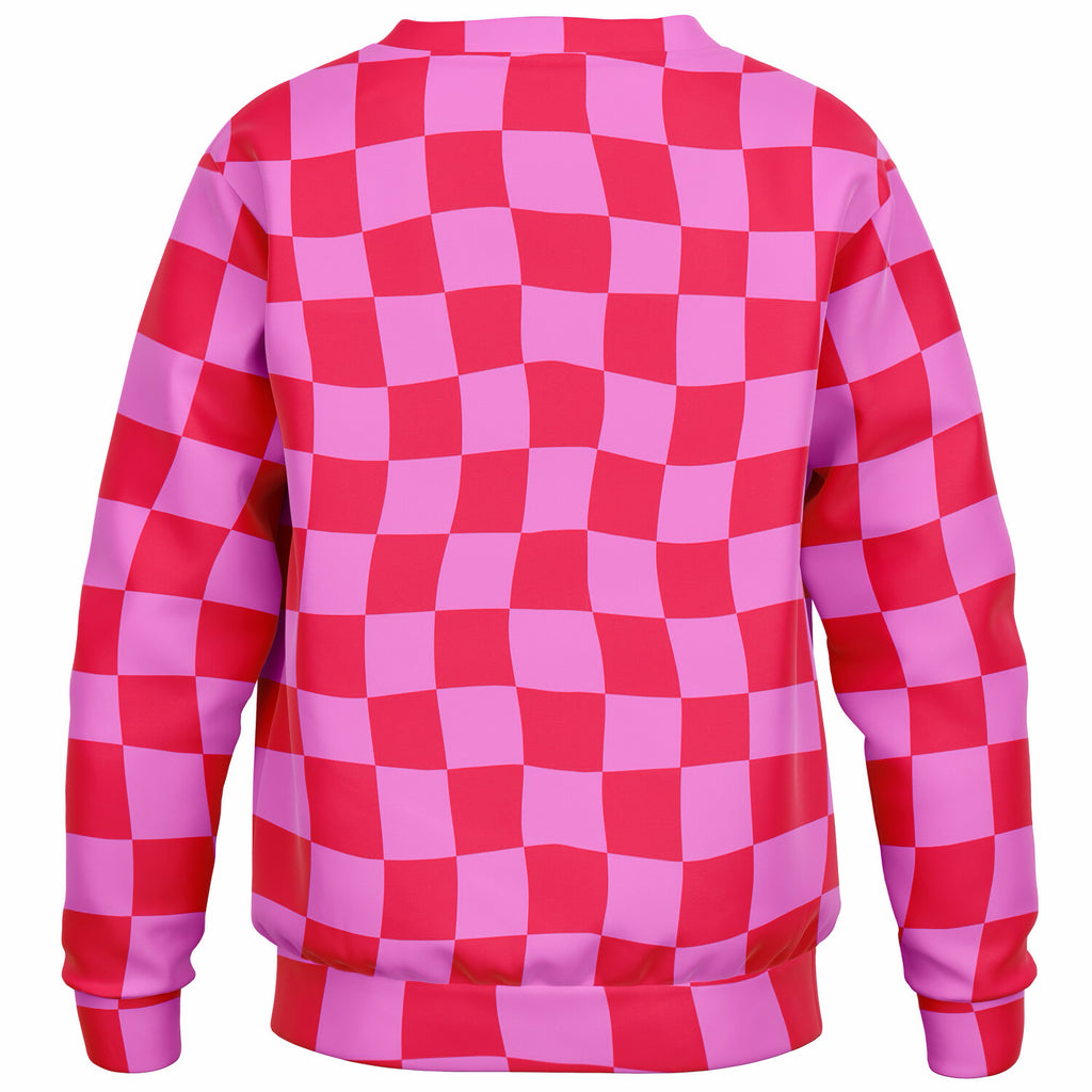 Girls Bright Pink and Red Checkered Sweatshirt – Ultra Soft & Stretchy, Cozy Fleece or Lightweight Sports Fabric Sweatshirt – Ultra Soft & Stretchy, Cozy Fleece or Lightweight Sports Fabric