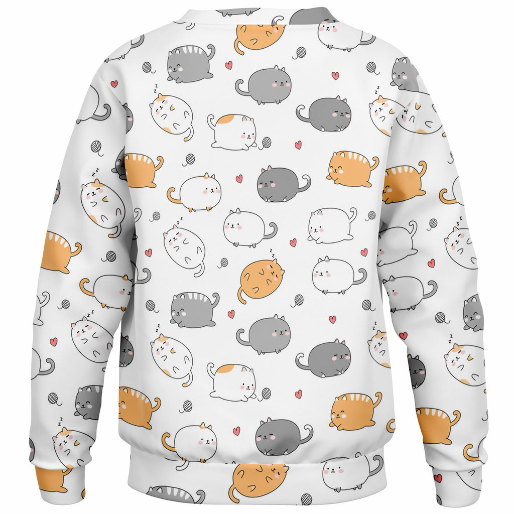 Kids Adorable Kawaii Kittens & Hearts Sweatshirt – Ultra Soft & Stretchy, Cozy Fleece or Lightweight Sports Fabric Sweatshirt – Ultra Soft & Stretchy, Cozy Fleece or Lightweight Sports Fabric