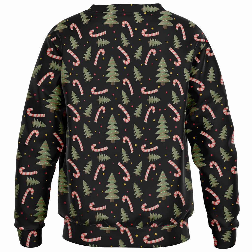 Kids Christmas Tree & Candy Cane Sweatshirt – Ultra Soft & Stretchy, Cozy Fleece or Lightweight Sports Fabric Sweatshirt – Ultra Soft & Stretchy, Cozy Fleece or Lightweight Sports Fabric