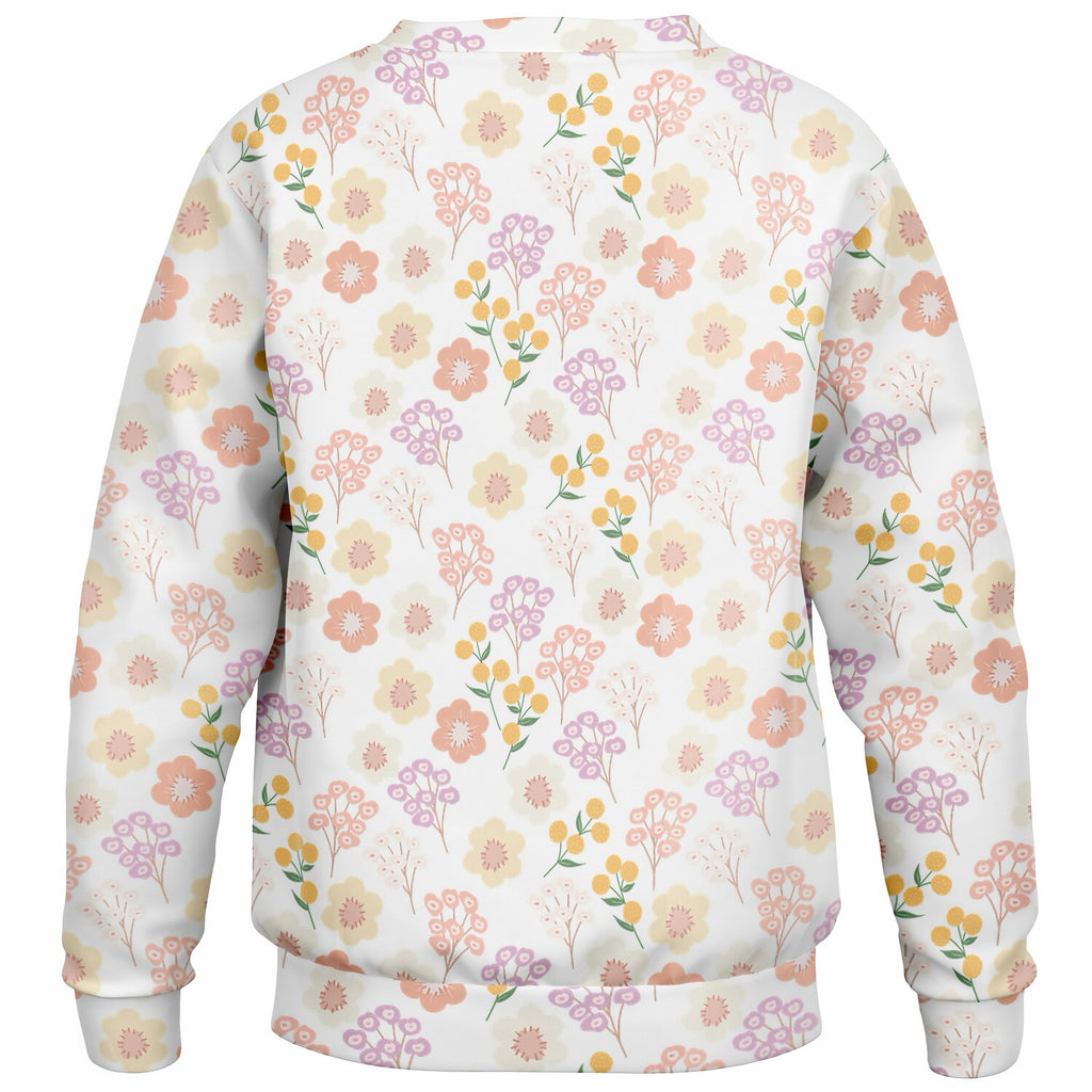 Girls Pastel Wildflower Sweatshirt – Ultra Soft & Stretchy, Cozy Fleece or Lightweight Sports Fabric Sweatshirt – Ultra Soft & Stretchy, Cozy Fleece or Lightweight Sports Fabric