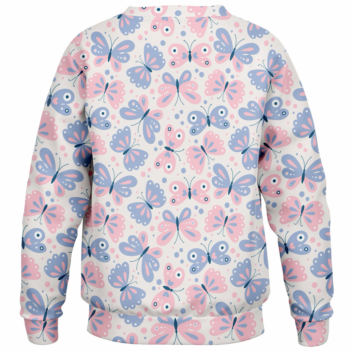 Girls Pink & Blue Butterfly Sweatshirt – Ultra Soft & Stretchy, Cozy Fleece or Lightweight Sports Fabric Sweatshirt – Ultra Soft & Stretchy, Cozy Fleece or Lightweight Sports Fabric