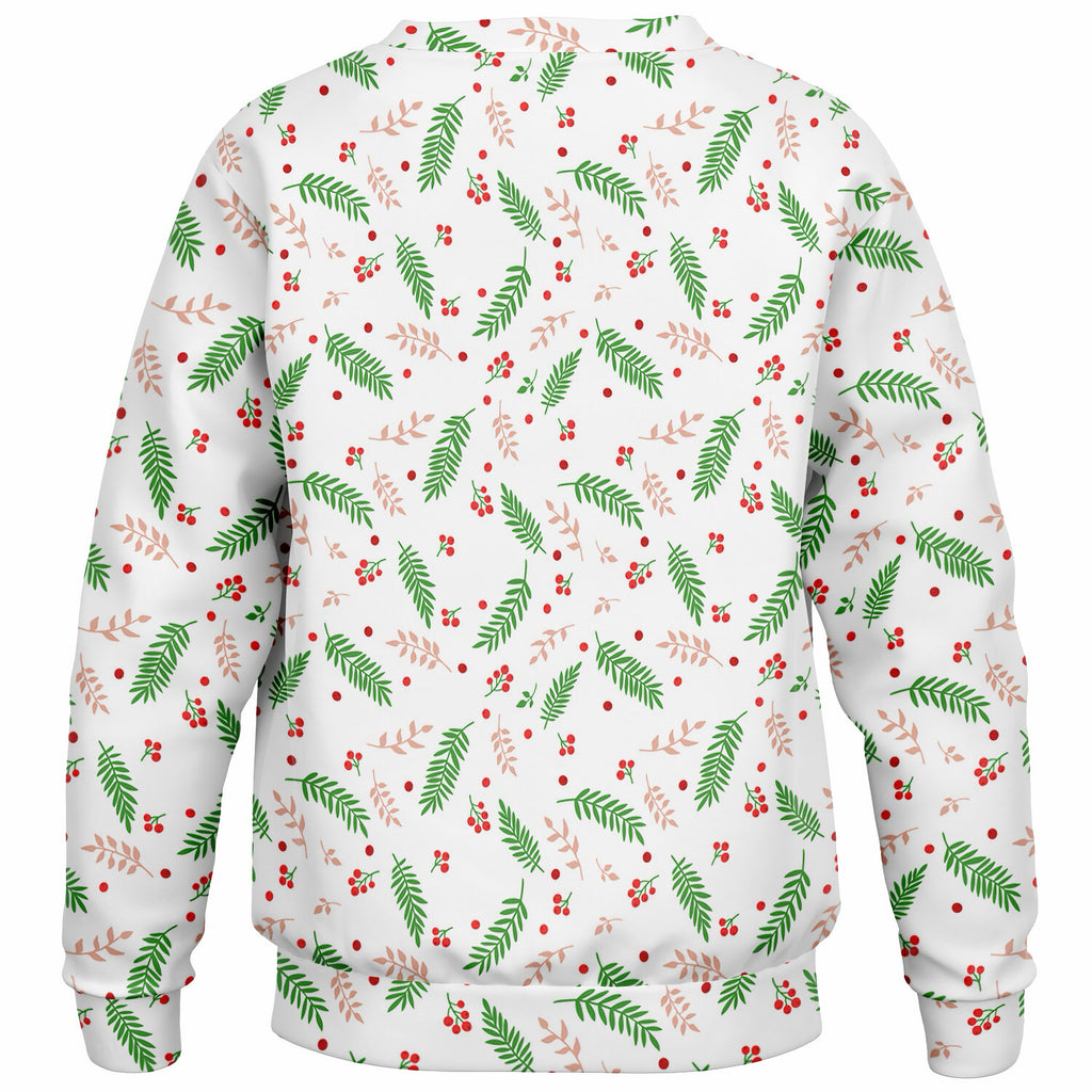 Kids Christmas Greenery and Red Berry Sweatshirt – Ultra Soft & Stretchy, Cozy Fleece or Lightweight Sports Fabric Sweatshirt – Ultra Soft & Stretchy, Cozy Fleece or Lightweight Sports Fabric