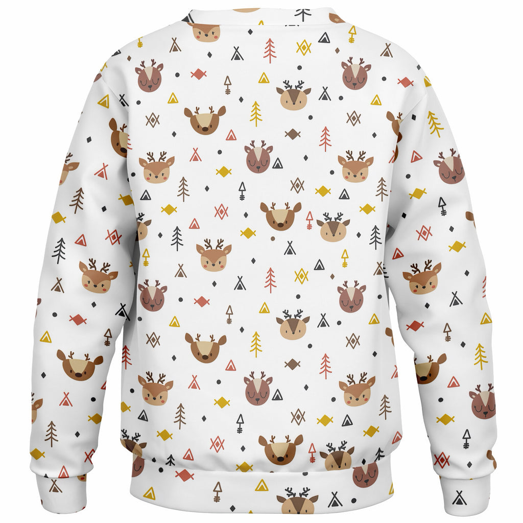 Kids Cute Woodland Reindeer Sweatshirt – Ultra Soft & Stretchy, Cozy Fleece or Lightweight Sports Fabric Sweatshirt – Ultra Soft & Stretchy, Cozy Fleece or Lightweight Sports Fabric