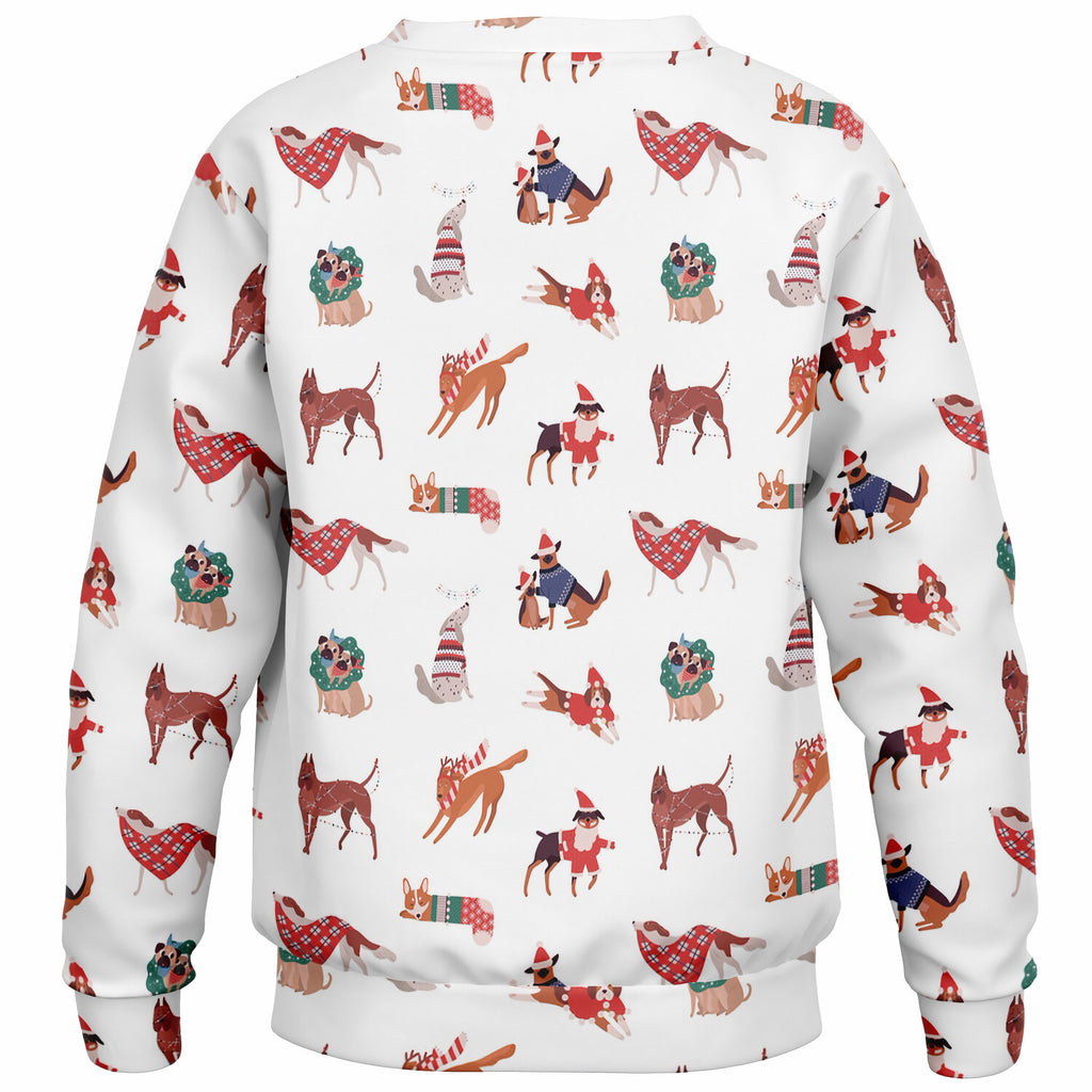 Kids Christmas Dogs Sweatshirt – Ultra Soft & Stretchy, Cozy Fleece or Lightweight Sports Fabric Sweatshirt – Ultra Soft & Stretchy, Cozy Fleece or Lightweight Sports Fabric