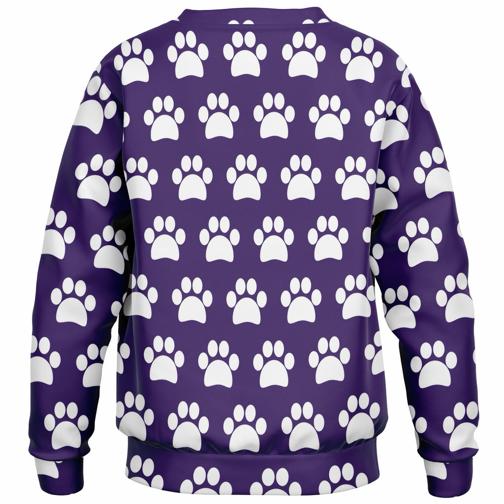 Kids Dark Purple Paw Print Sweatshirt – Ultra Soft & Stretchy, Cozy Fleece or Lightweight Sports Fabric Sweatshirt – Ultra Soft & Stretchy, Cozy Fleece or Lightweight Sports Fabric