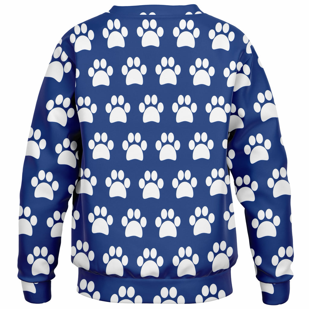Kids Dark Blue Paw Print Sweatshirt – Ultra Soft & Stretchy, Cozy Fleece or Lightweight Sports Fabric Sweatshirt – Ultra Soft & Stretchy, Cozy Fleece or Lightweight Sports Fabric