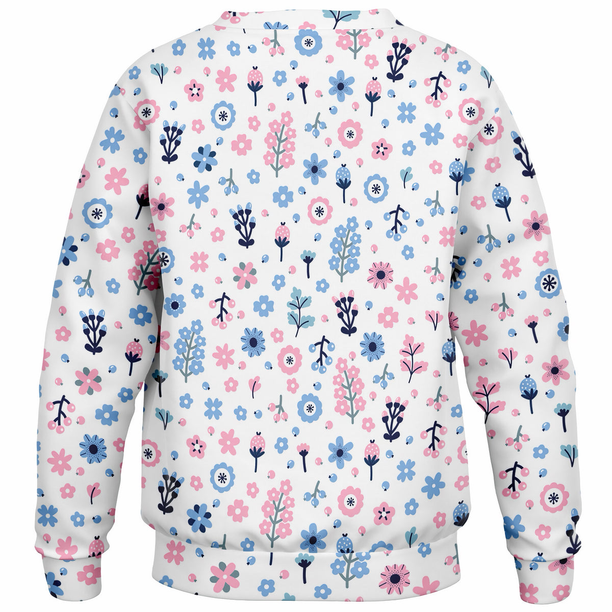 Girls Pink & Blue Floral Sweatshirt – Ultra Soft & Stretchy, Cozy Fleece or Lightweight Sports Fabric Sweatshirt – Ultra Soft & Stretchy, Cozy Fleece or Lightweight Sports Fabric