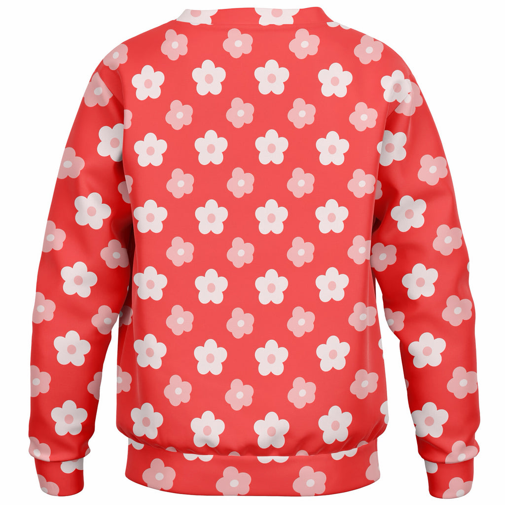 Girls Red Daisy Flower Sweatshirt – Ultra Soft & Stretchy, Cozy Fleece or Lightweight Sports Fabric Sweatshirt – Ultra Soft & Stretchy, Cozy Fleece or Lightweight Sports Fabric