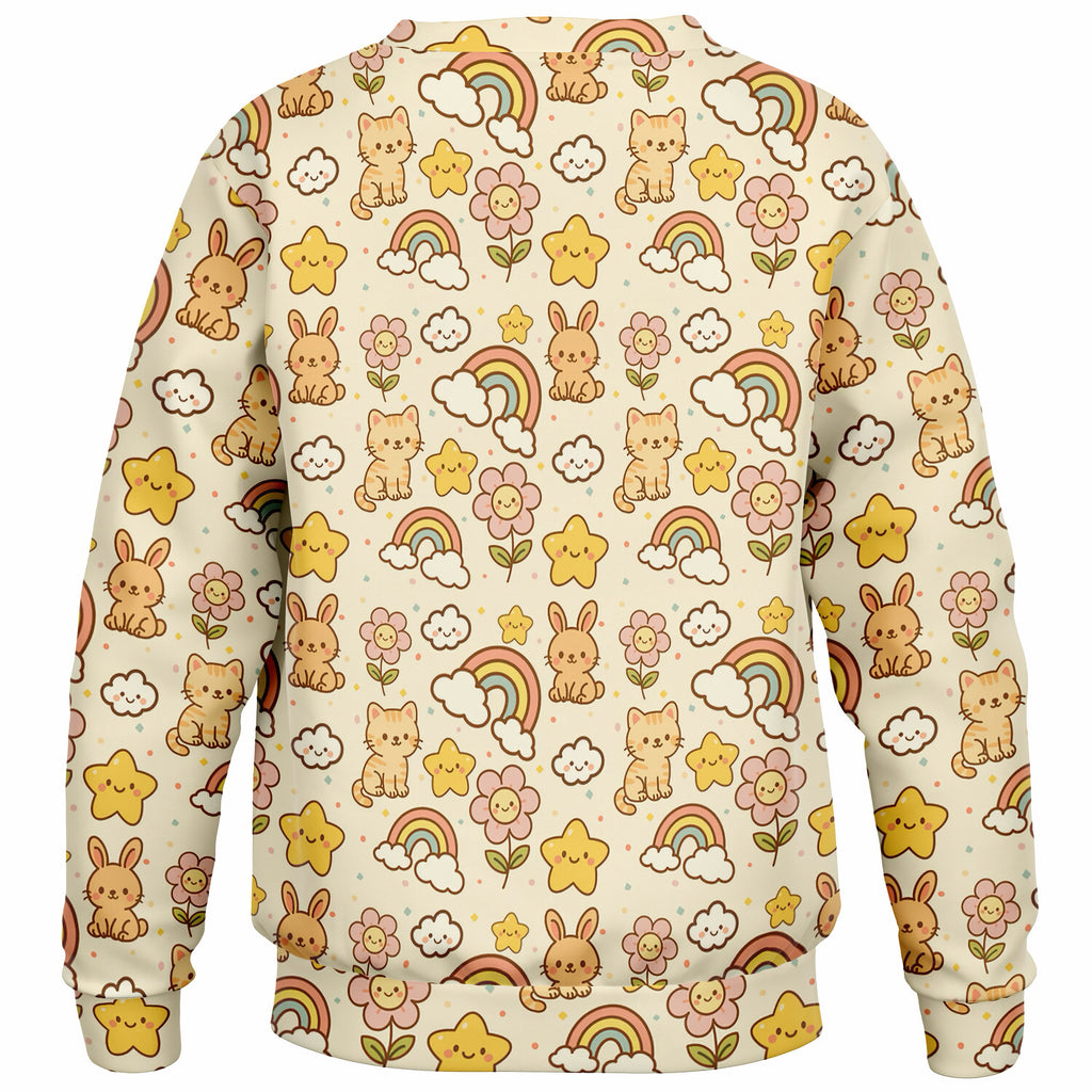 Kids Cute Kawaii Animals & Rainbow Sweatshirt – Ultra Soft & Stretchy, Cozy Fleece or Lightweight Sports Fabric Sweatshirt – Ultra Soft & Stretchy, Cozy Fleece or Lightweight Sports Fabric