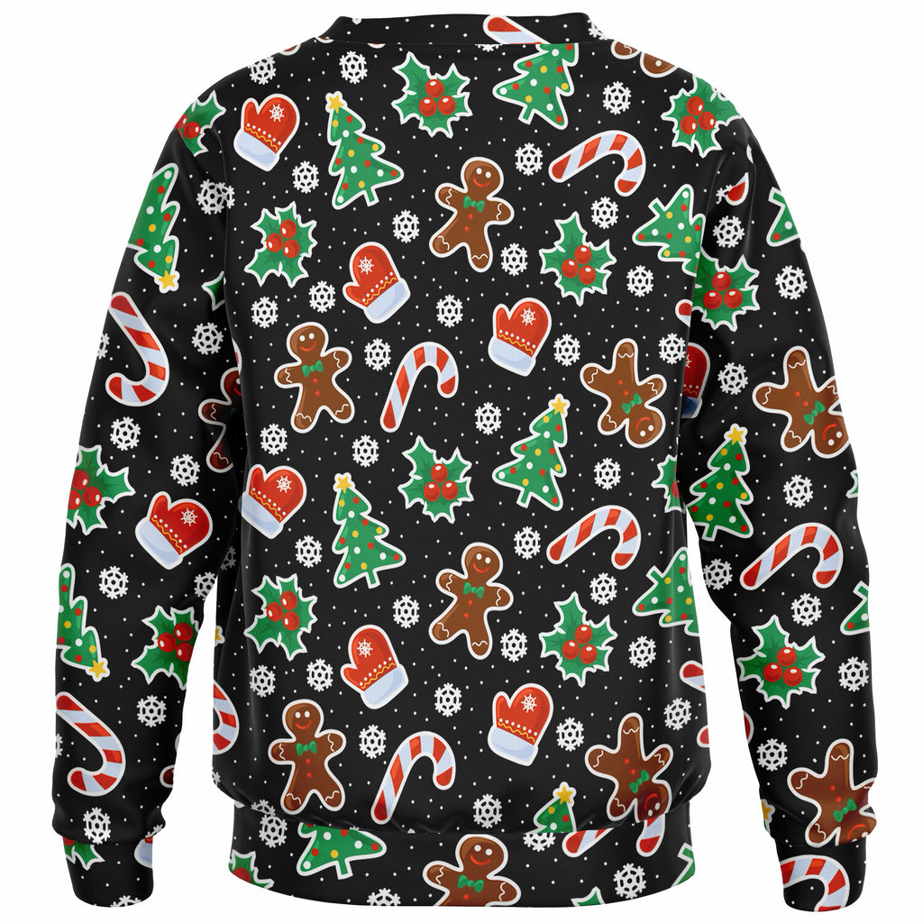 Kids Black Gingerbread Christmas Sweatshirt – Ultra Soft & Stretchy, Cozy Fleece or Lightweight Sports Fabric Sweatshirt – Ultra Soft & Stretchy, Cozy Fleece or Lightweight Sports Fabric