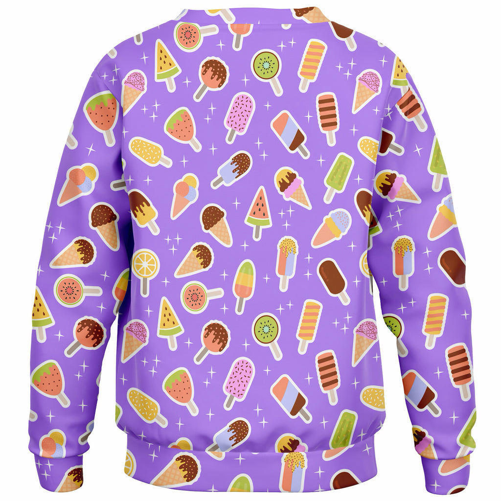 Kids Purple Ice Cream Sweatshirt – Ultra Soft & Stretchy, Cozy Fleece or Lightweight Sports Fabric Sweatshirt – Ultra Soft & Stretchy, Cozy Fleece or Lightweight Sports Fabric