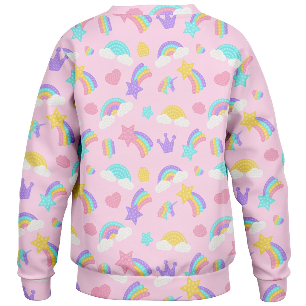 Girls Pink Rainbow Fidget Toy Themed Sweatshirt – Ultra Soft & Stretchy, Cozy Fleece or Lightweight Sports Fabric Sweatshirt – Ultra Soft & Stretchy, Cozy Fleece or Lightweight Sports Fabric