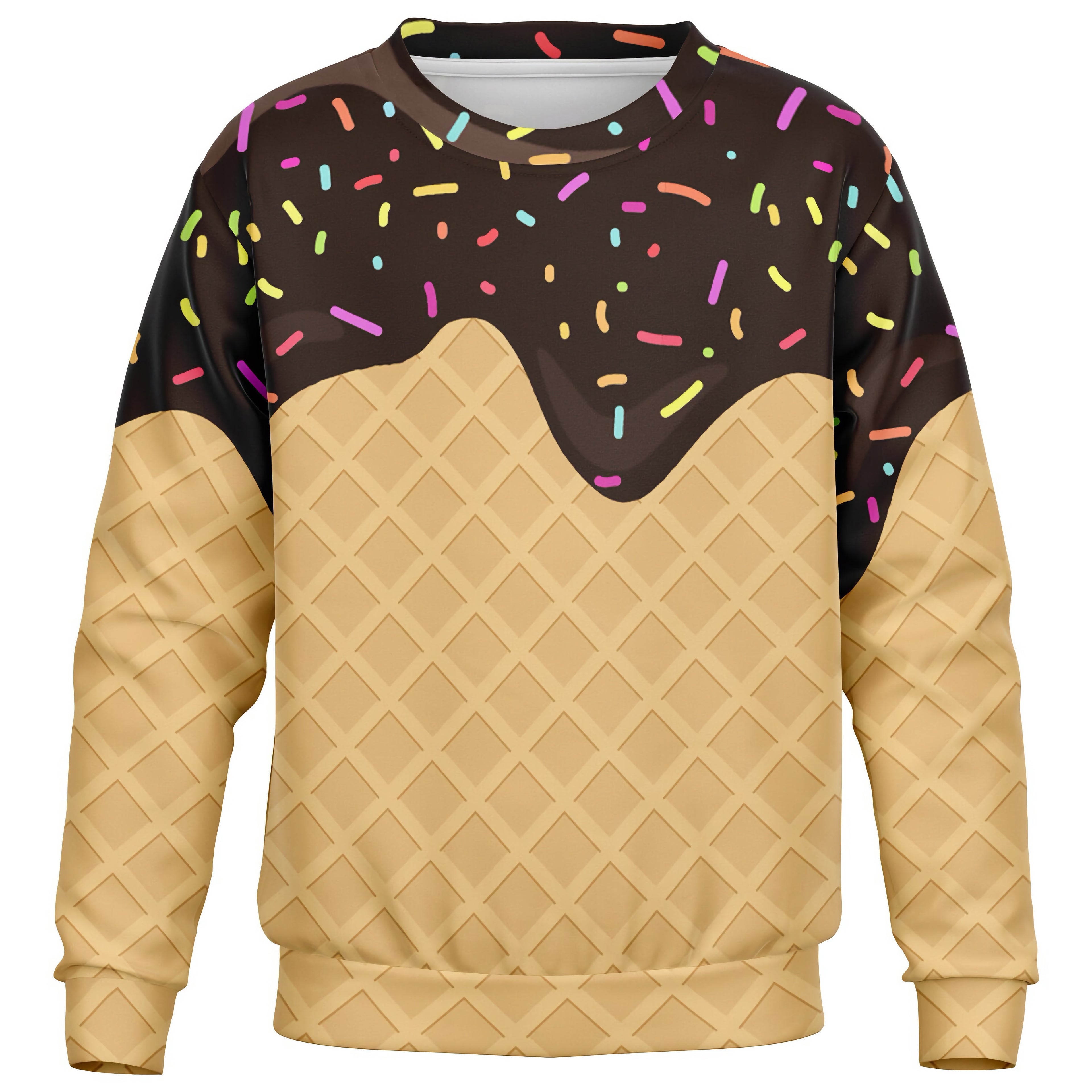 Kids Chocolate Ice Cream Cone Sweatshirt – Cozy Cotton Fleece or Lightweight Sports Fabric