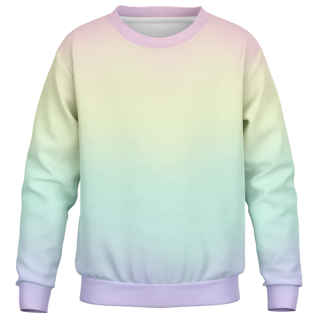 Girls Pastel Rainbow Sweatshirt – Cozy Cotton Fleece or Lightweight Sports Fabric