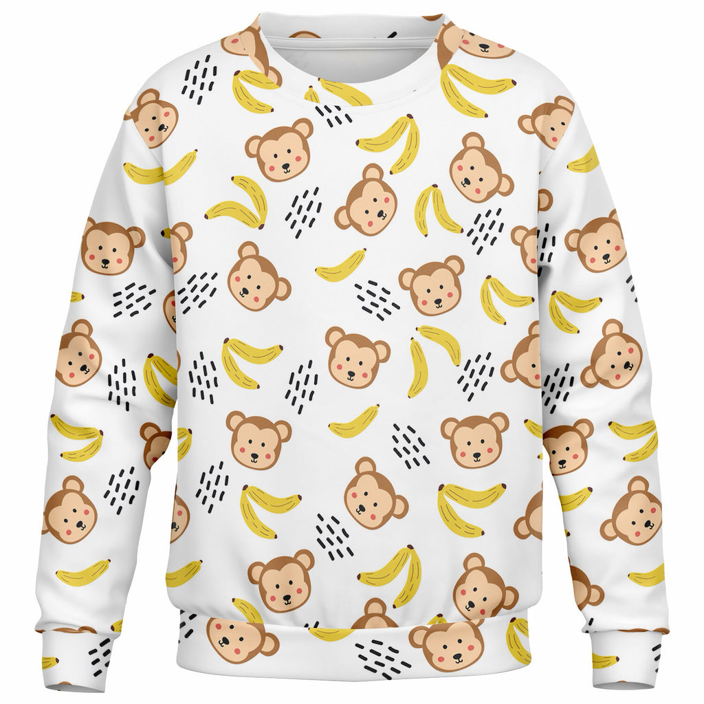 Kids Cute Monkey & Banana Sweatshirt – Ultra Soft & Stretchy, Cozy Fleece or Lightweight Sports Fabric Sweatshirt – Ultra Soft & Stretchy, Cozy Fleece or Lightweight Sports Fabric